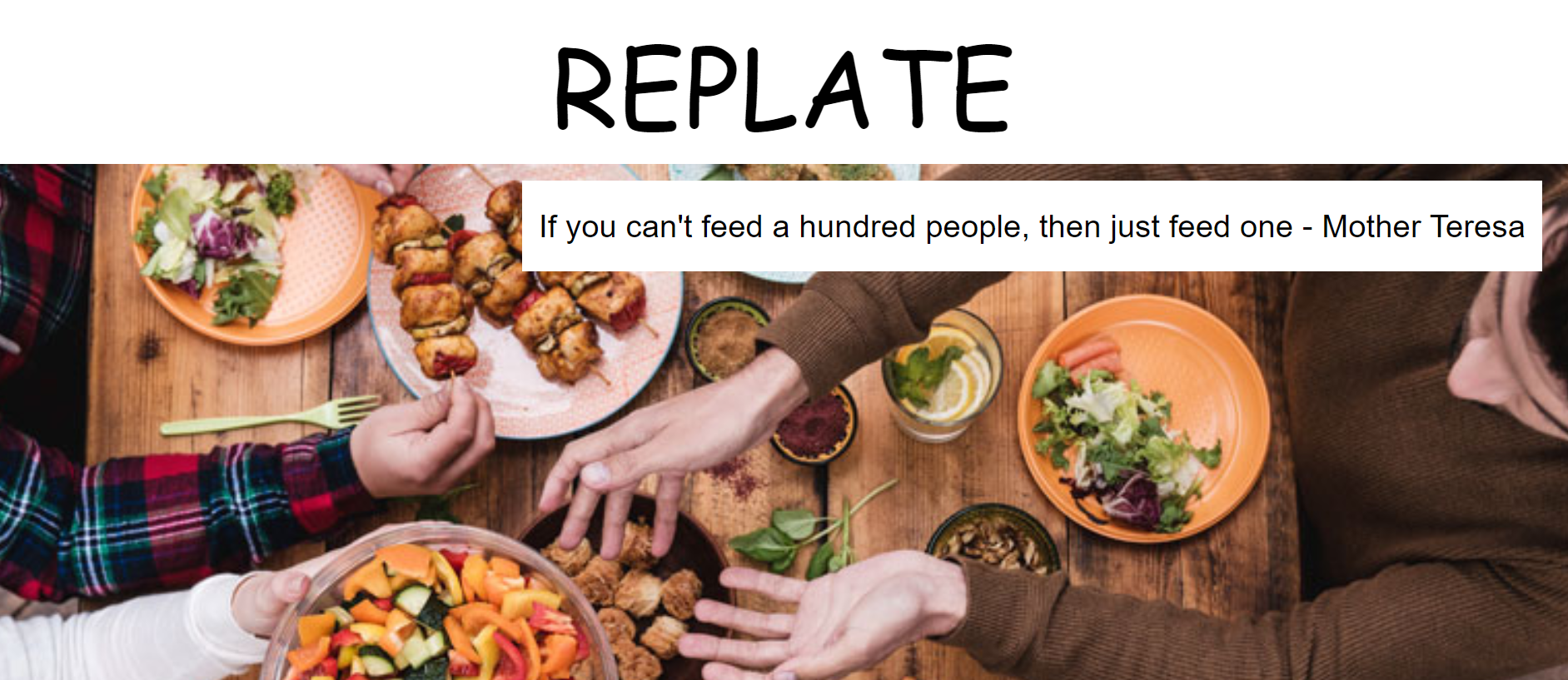 Replate Food Saving Application Home Page